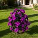 Artificial Silk Flowers Azalea for Outdoor with Ground Spike, Faux Floral Topiaries Ball Bushes Shrubs for Home Garden Yard Patio Decor UV Resistant (Purple)