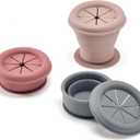 silicone snack container, snack cups for toddlers spill proof, Food Grade Silicone Cups, 3pcs, Pink, Light Pink, Gray