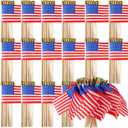 Batiyeer 500 Pcs 250th Small American Flags on Stick 4 x 6 Inch Mini American Handheld USA Flags Polyester 4th of July Decorations with Safety Golden Spear Tops for Memorial Day Independence Day