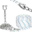 5/8" Boat Anchor Rope 150 FT with 316 Stainless Steel Chain 5/16" x 6 FT, 5/16" Anti-Off Shackles and 5/8" Thimble, Anchor Rode for Mooring, Boats Pontoon, Deck, Fishing, Sail