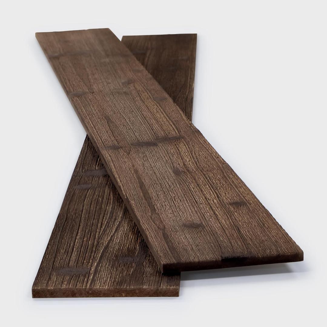 10-Pack Solid Pine Wall Planks, 47.25" x 4.75" Barn Wood Finish Rustic Real Wood Wall Panels for DIY Accent Walls & Ceilings, Brown, Covers 15.4 Sq. Ft.