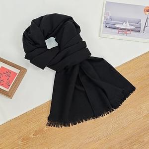 Women's Cotton Blend Scarves Light Soft Solid Long Scarf, Black Color