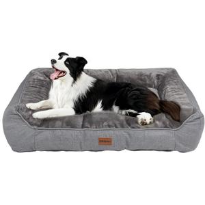 Orthopedic Dog Bed for Large Dogs - Extra Thick Supportive Dog Couch Bed, Pet Beds Sofa with Waterproof Washable Cover & Non-Slip Bottom, Grey, 38x28 Inch