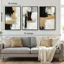 3D Textured Black and White Abstract Wall Art with Gold Foil for Living Room, Framed 3 Pcs Hand Painted Oil Paintings for Office, Large Luxury Wall Decor for Bedroom 16 * 24 Inch, 16"x24"x3