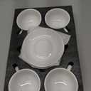 LE TAUCI 8 oz Cappuccino Cups with Saucers，Ceramic Large Coffee Cup for Au Lait, Double shot, Latte, Cafe Mocha, Tea - Set of 4, White