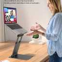 Nulaxy Height Adjustable Laptop Stand for Desk, Dual Foldable Aluminum Computer Riser, Pull Out Design Ergonomic Sit to Notebook Holder Convertor, Compatible with All 10-17" Laptops, Tablets, Gray