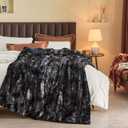 NEWCOSPLAY Super Soft Faux Fur Blanket Twin Size Tie-dye Black Sherpa Fuzzy Plush Warm Blanket for Sofa Bed (Tie-dye Black, Twin(60"x80"))