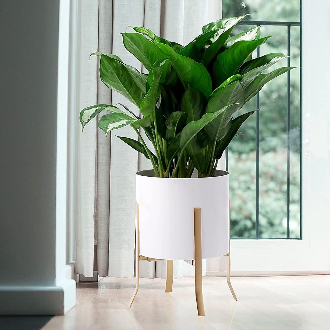 Emmering Plant Stand, Adjustable Width Fits 8 to 12 inches Pots, Metal Plant Stand Indoor & Outdoor, Gold