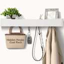 Coat Rack Wall Mount with Hidden Hooks Modern Key Holder Wood Entryway Hook with Shelf for Bedroom Kitchen Hallway Bathroom Designed for Hanging Coats Hats Bags Towels Dog Leashe(White,8 Hooks)