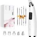 Pore Vacuum Blackhead Remover - Pore Extractor with 5 Attachments & 3 Suction Levels - Blackhead Remover Tools for Women and Men (White)