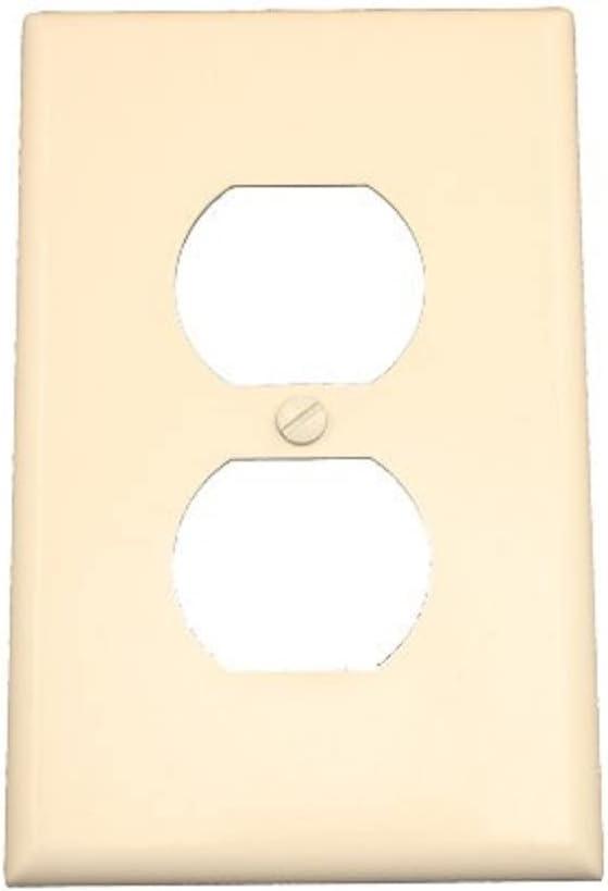Leviton 1-Gang Duplex Device Receptacle Wallplate, Midway Size, Thermoset, Device Mount, 80503-T, Light Almond