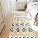 H.VERSAILTEX Handwoven 2x5 ft Boho Runner Rug with Tassels - Low Pile Easy Clean Washable Entryway Rug, Non-Slip Kitchen Runner for Hallway, Laundry Room - Kitchen Mat Set(2 Pack,Grey/Yellow)