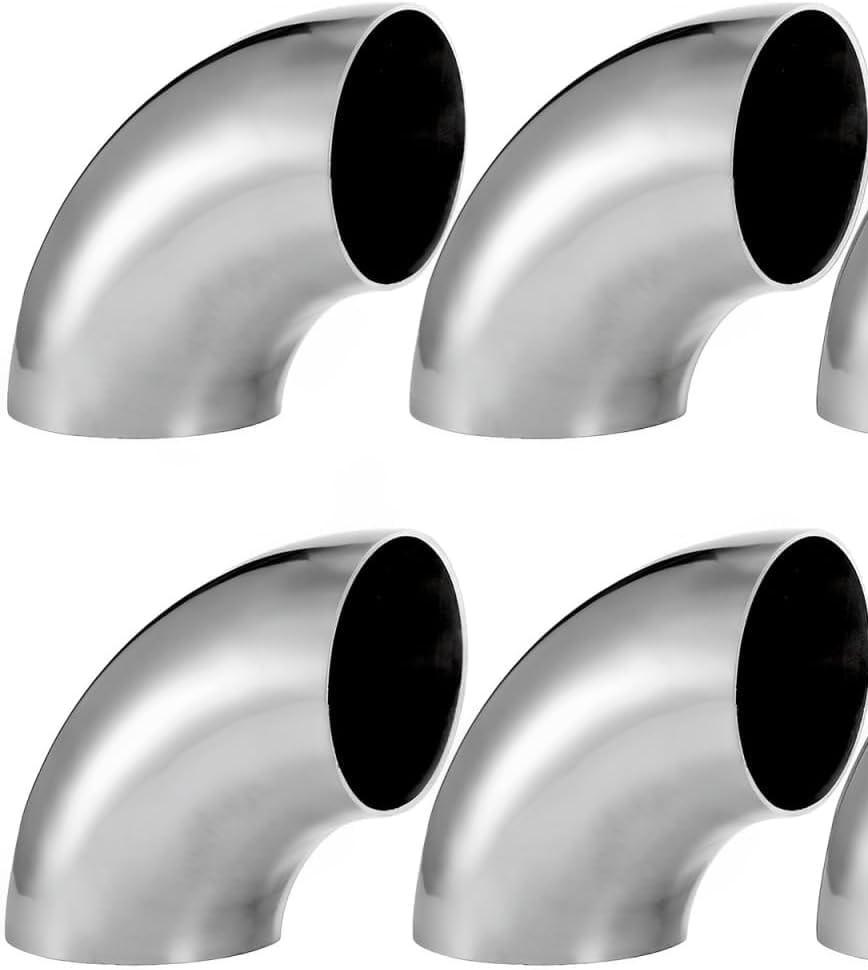 YOUEON 4 Pcs 2.5" 90° Exhaust Elbow Pipe, 304 Stainless Steel Mandrel Bend Elbow Thickness 16GA/0.06", Exhaust Pipe Tubing for Exhaust System, Stair Handrail