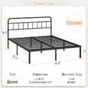 Kujielan 12 inches Queen Size Bed Frame with Minimalist headboard,Metal Platform Base with Strong Metal Slats,Mattress Foundation for Under Bed Storage,Easy Assembly,Black