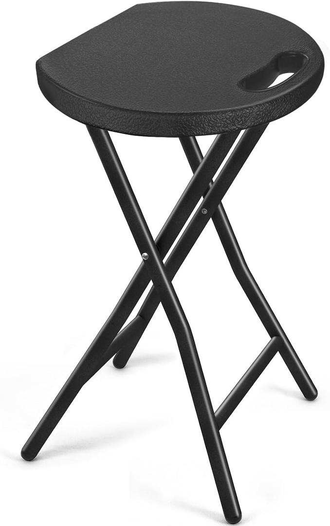 Portable Folding Chair with Handle, Heavy Duty Round Fold Stool Chair, 1 Pcs 18-Inch, Black