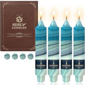 Print Taper Candle Spiral Candlesticks - Gedengni 4pcs Marble Handmade Twisted Candles Short Candle Sticks 7inches Flower Tapered Candles for Home Party Wedding Dinner Decoration,18D4T-BGLT