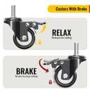 HOLKIE Caster Wheels with No Brake Casters Set of 4, Threaded Stem 3/8" -16 x 1 (Diameter 3/8", Length 1") Swivel Set of 4 Heavy Duty Castors Black (with Brake-12 Pack, 2inch)