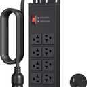 JUNNUJ Heavy Duty 20 Amp Surge Protector 4800J, Garage Metal 8 Outlets 12 Gauge, High Amp 5-20P Adapter 6-20R T-Slot Shop Industrial Outlets, 6 FT Extension Cord Commercial for Appliance