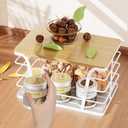 Pantry Organization & Kitchen Storage Containers - Stackable Fruit and Vegetable Storage with Lightweight PP Mat & Bamboo Top for Snacks, Produce,White