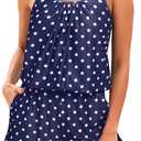 Tempt Me Romper One Piece Swimsuits with Short - Women Boyleg with Pockets Bathing Suit Modest Swimwear (18 Plus, Blue Dot)