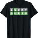 Lucky Guess, Five-Letter Word Guessing Game, Fun Word Puzzle T-Shirt, XL, Black