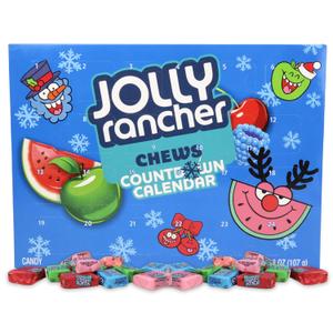 2 x Jolly Rancher Chews Candy Advent Calendar, 2024 Countdown to Christmas, Individually Wrapped, Fruit-Flavored Treats, 24 Days