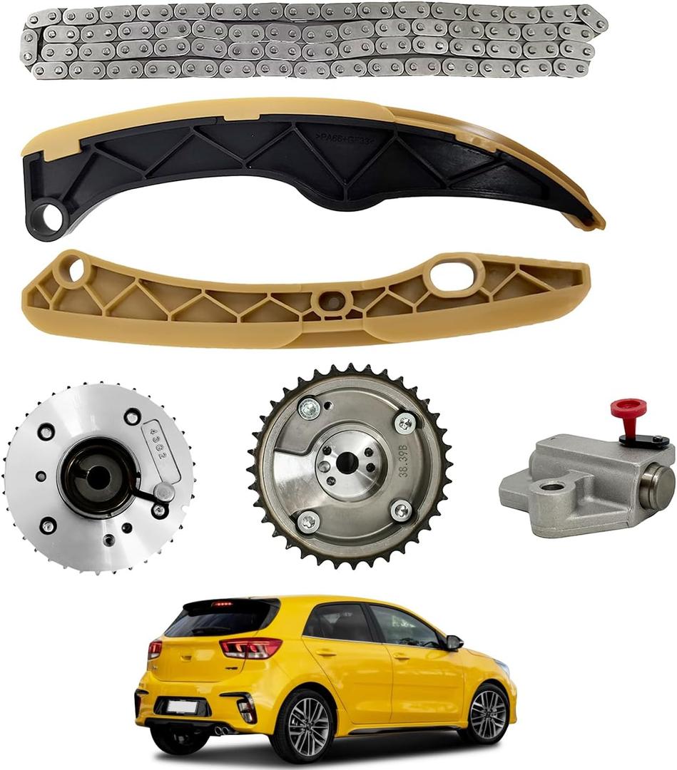 24321-2B620 Timing Chain Kit with VVT Sprockets Compatible with Hyundai Elantra Veloster Accent Sonata Tucson 2012-2021, Kia Rio Soul Forte Optima 2012-2021, 1.6L Turbo G4FJ Engine