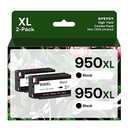 950XL Black Ink Cartridges Compatible for HP 950 XL Ink Replacement High Yield Use with OfficeJet Pro 8600 8610 8615 8620 8100 8630 8660 8640 8615 8625 276DW 251DW Printer (Black, 2 Pack)