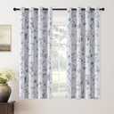 ChrisDowa 100% Blackout Floral Curtains 63 Inches Long 2 Panels for Bedroom Living Room Navy Blue Flower Patterned Room Darkening Thermal Insulated Soundproof Grommet Window Treatments Drapes,52X63