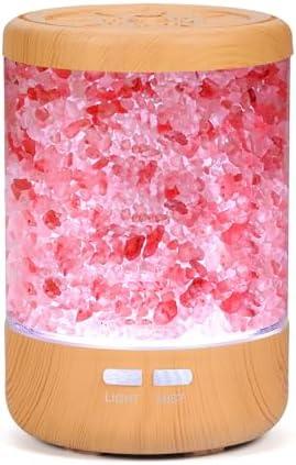 Essential Oil Diffuser Aromatherapy Diffuser - Himalayan Pink Salt Crystal Diffusers for Essential Oils with 7 Color Lights 2 Mist Mode, Reduce Noise Design for Baby Room, Yellow