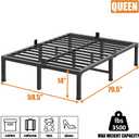 Queen Bed Frame,14 Inch Heavy Duty Metal Platform Bed Frame Queen Size Support Up to 3500 lbs,No Box Spring Needed,Headboard Holes,Steel Slat Support,Noise Free,Easy Assembly