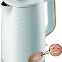 OLEGA Electric Tea Kettle: 1200W Fast Boil Electric Water Kettles 1.5L | Double Wall Stainless Steel Tea Kettle, Auto Shut-Off, BPA-Free Hot Water Boiler Teapot for Coffee & Tea -Light Blue