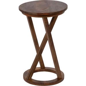 Kate and Laurel Aja Modern Side Table; 15 x 15 x 23; Walnut Brown; Decorative Modern Geometric Wood Bedroom Nightstand Table with Round Tabletop and Unique Slanted Legs