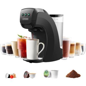 WARRIORS1 Single Serve Coffee Maker for Keurig K Cup Pod, Espresso Machine for Nespresso, Dolce Gusto, Coffee Machine for Ground Coffee, 3 Brew Sizes Esprsso Maker, Programmable, 28 oz Reservoir (black)