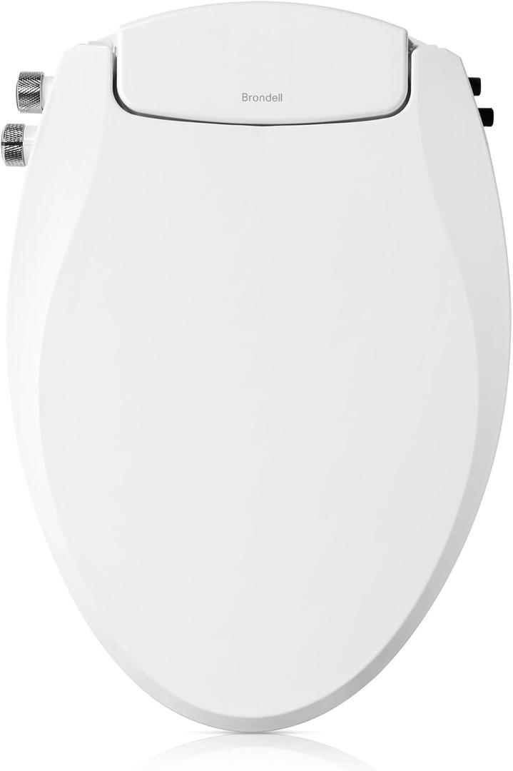 Brondell Bidet Toilet Seat, Non-Electric Swash Ecoseat, Fits Elongated Toilets, White - Dual Temperature, Dual Nozzle System - Bidet with Easy Installation