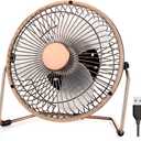 EasyAcc 6 Inch USB Desk Fan, 360°Rotation Small and Quiet,Powerful Portable Strong Airflow,Mini Metal Personal Cooling Fan with 2 Speed for Home Office,Bronze(USB POWERED ONLY)