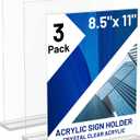 Acrylic Sign Holder 8.5 x 11 Inch Vertical T Shape Display Stand Double-Sided Desktop Clear Sign Holders Paper Holder Table Menu Holders Plastic Sign Stand for Home, Office, Restaurants, Store 3-Pack