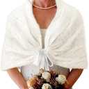 BB&KK Womens Knitted Shawl Wraps Winter Bridal Wedding Stole Shrug Party Shoulder Cream Scarf Wrap Warm Dress Cover Up (M)