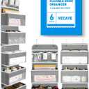 Yecaye 6-Tier Over the Door Storage Organizer, Flexible 1 Split into 2 Swing-proof Hanging Bathroom Storage Organization, Bedroom Organizer and Storage for Newborn Baby Essentials, Grey