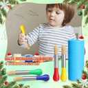 6 Pack Watercolor Paint Brushes Bulk Set for Kids Baby Toddler-4 Pcs Per Set Jumbo Brushes with Chubby Wood Handles for Easy Grip Paintbrushes Non Toxic Bristles (Colored)