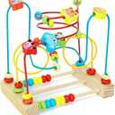 QZMTOY Bead Maze Toy for Toddlers Wooden Bead Toys Colorful Roller Coaster Preschool Educational Toys for Kids Classic Birthdday Gift for Toddlers Baby Infant Boys Girls