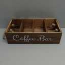 Coffee Station Organizer - Wooden Coffee Bar Organizer with 3 Removable Dividers,Coffee Pod Holder Storage Basket with Coffe Spoon, Coffee Station Holder for Coffee Bar Decor, Coffee Lover