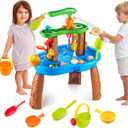 Water Table for Toddlers 3-5 Outdoor Toys for Kids Ages 4-8 3-Tier Kids Sand Water Tables with Fishing Game Set Activity Sensory Table Summer Gift Beach Outside Toys for Toddler Boys