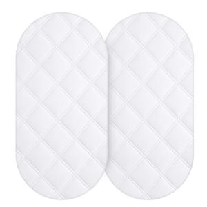 Yoofoss Waterproof Bassinet Mattress Pad Cover 2 Pack Fit for Hourglass/Oval Bassinet Mattress, Baby Bassinet Mattress Protector for Boys and Girls 32X16in White