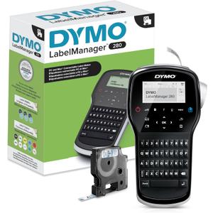 DYMO Label Maker LabelManager 280 Rechargeable Portable Label Maker Easy-to-Use One-Touch Smart Keys QWERTY Keyboard PC and Mac Connectivity For Home & Office Organization