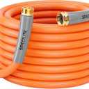5/8'' Heavy Duty Rubber Garden Hose 50FT, 1200psi Burst, 300psi Working, Hot/Cold Water Hose, -50℉-170℉, 5 Layered Pipe, UV Resistant, 3/4" Brass Fittings for Outdoor, Agriculture