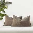 JUSPURBET 12x20 Decorative Pillow Covers Set of 2 Throw Pillow Covers for Couch Sofa Bed Cozy Chenille Lumbar Cushion Covers Cases with Hidden Zipper for Living Room Home Decor,Stone