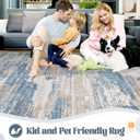 XLUEZ 8x10 Area Rugs for Living Room, Washable Modern Abstract Large Area Rug Neutral Soft Non Slip Kids Rug Stain Resistant Indoor Carpet for Bedroom Nursery Dining Room Playroom(BlueBeige)