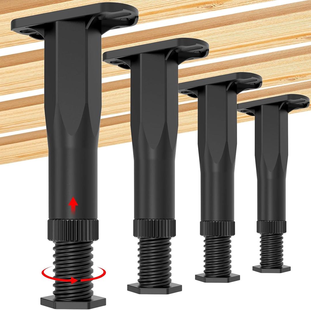 4PCS Adjustable Bed Frame Support Legs (5.1"-8.3"), Frame Center Slats Heavy Support Leg, Extra Durable Furniture Suport Feet, for Frame/Sofa/Dresser/Chair/Table, Legs Furniture Replacement Parts