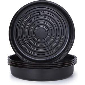 Idyllize 5 Pieces of 12 Inch Black Plastic Plant Saucer Drip Tray for Pots (12")